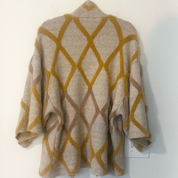 Kori Open Front Geometric raised Design Cardigan Sweater S/M - Picture 5 of 8